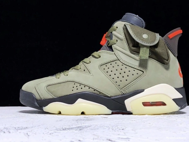 MaikeSneakers CN1084-200 Air Medium Travis x Jordan 6 Olive Scott 0728